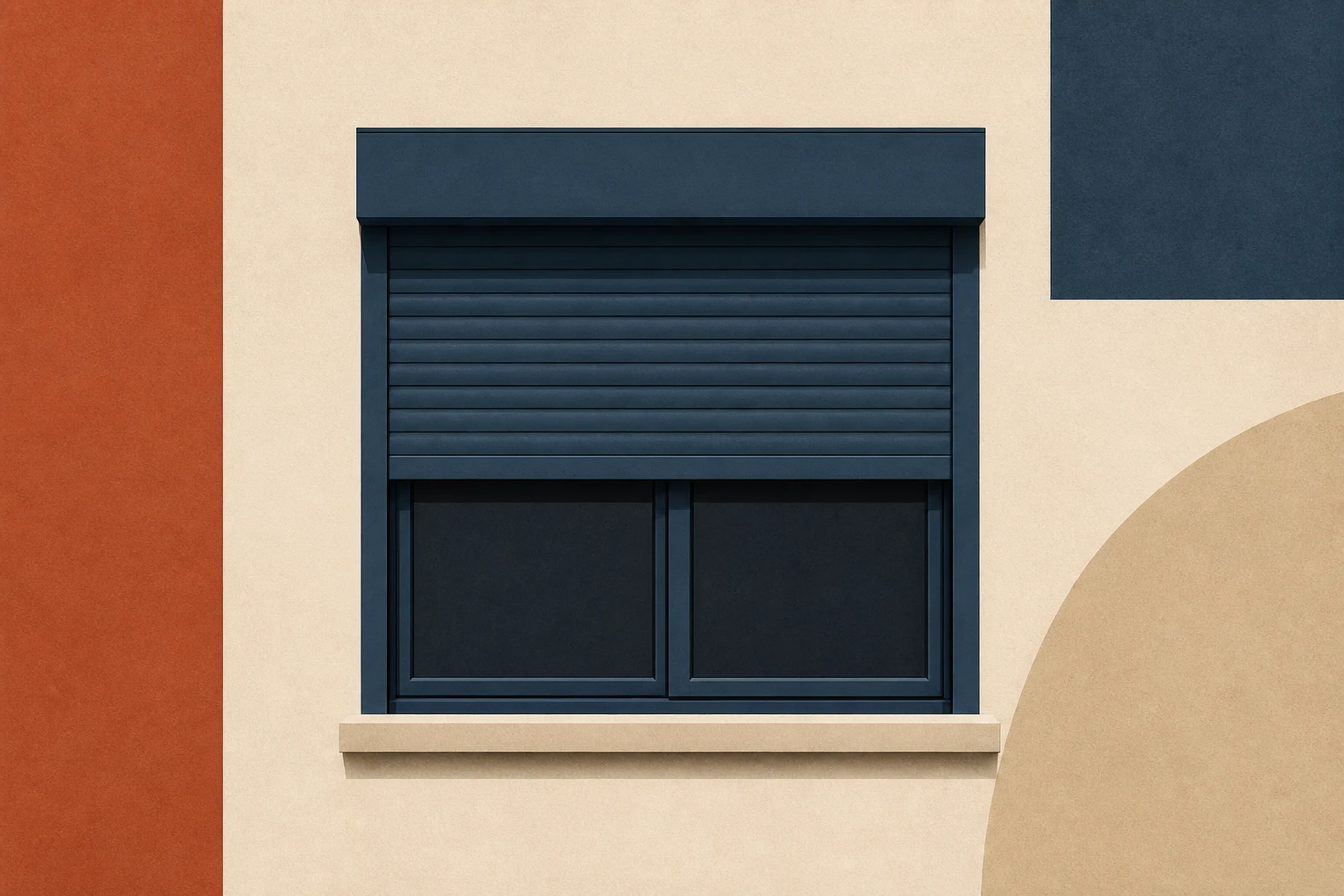 Illustrative Darstellung zum Ratgeberthema Aufsatzrollladen: Fenster und Rollladen als Einheit planen