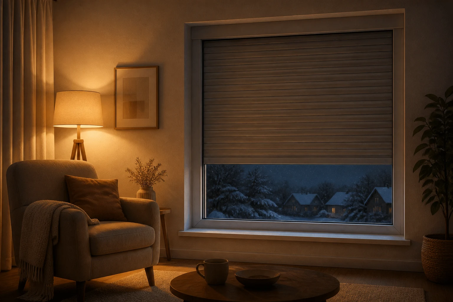 Illustrative Darstellung zum Ratgeberthema Rollladen und Wärmeschutz: Kasten, Fenster und Bedienung